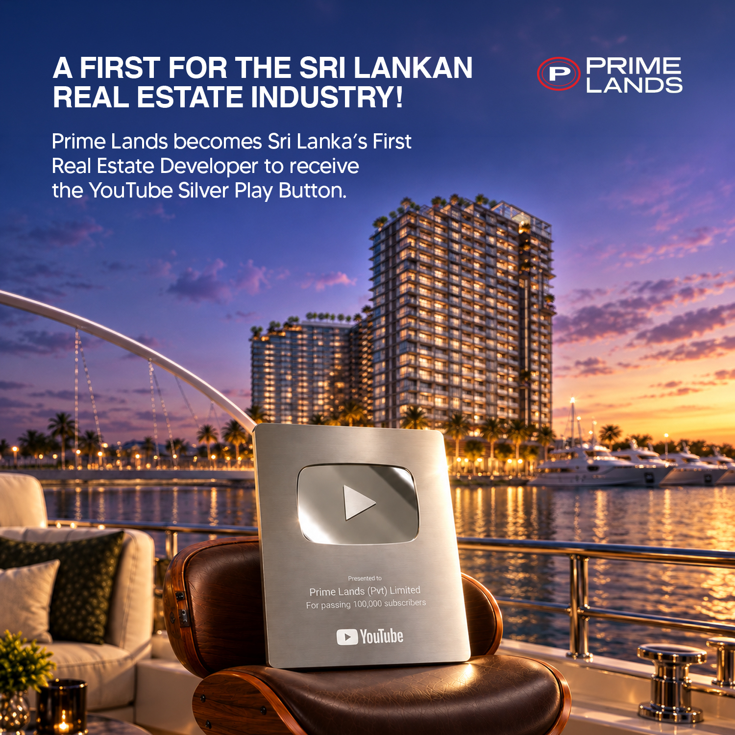 Prime Lands receives YouTube Silver Play Button